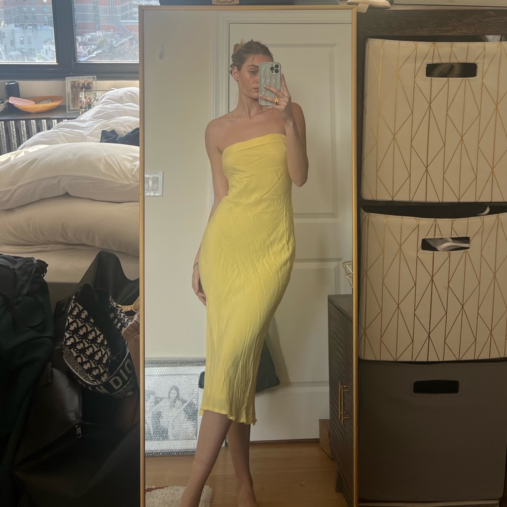 Runaway the Label strapless yellow dress